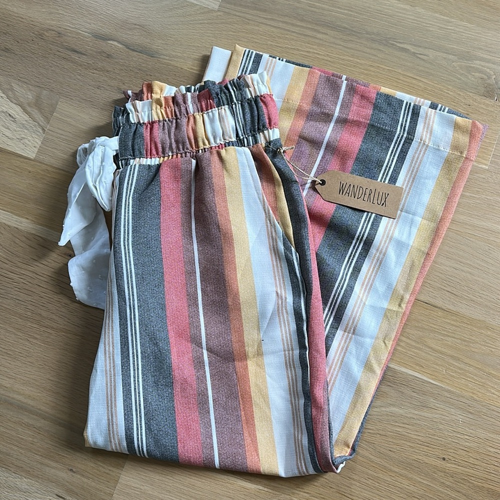 Striped Multicolor Wide-Leg Pants